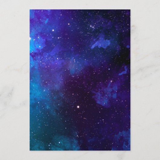 Ruimtebruiloftsdiner. Nachtsterren. Moderne marine Menu (Achterkant)