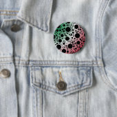 Ruimtebundelspillen - groen/wit/rood ronde button 5,7 cm (In situ)