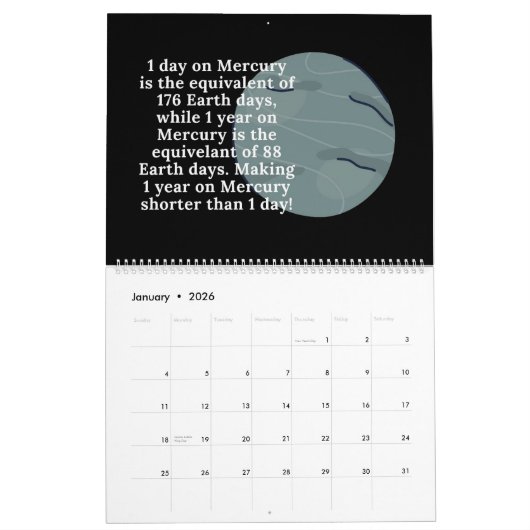 -ruimtecalender kalender (Jan 2026)