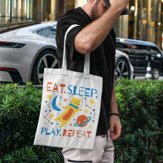 Ruimtecat afspelen tote bag