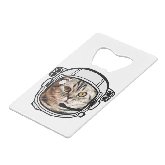 Ruimtecat Creditkaart Flessenopener (Achterkant Gekanteld)