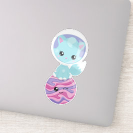 Ruimtecat, Cute Cat, Astronaut, Cosmonaut, Planet Sticker