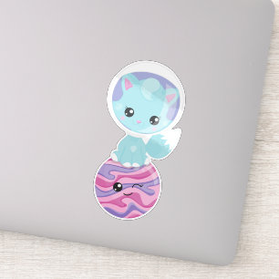 Ruimtecat, Cute Cat, Astronaut, Cosmonaut, Planet Sticker