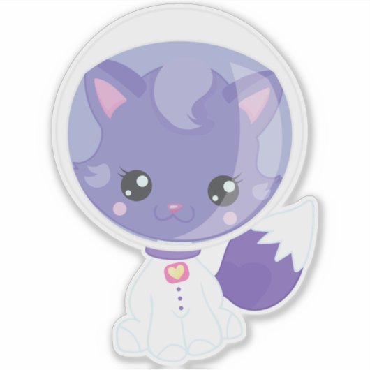 Ruimtecat, Cute Cat, Astronaut, Cosmonaut, Ruimtev Sticker (Voorkant)