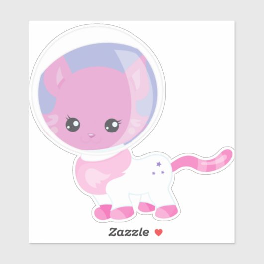 Ruimtecat, Cute Cat, Cosmonaut, Astronaut, Ruimtev Sticker (Vel)
