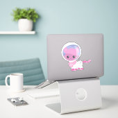 Ruimtecat, Cute Cat, Cosmonaut, Astronaut, Ruimtev Sticker (Laptop op bureau)