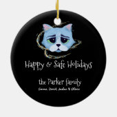 Ruimtecat | Maak je geen zorgen over prettige kers Keramisch Ornament (Achterkant)