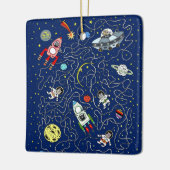 Ruimtecat Maze Game voor kinderen Keramisch Ornament (Links)