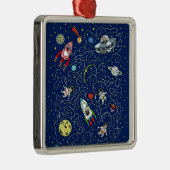 Ruimtecat Maze Game voor kinderen Metalen Ornament (Rechts)