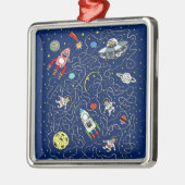 Ruimtecat Maze Game voor kinderen Metalen Ornament (Links)