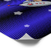 Ruimtecat op een Retro Rocketship Poster (Hoek)