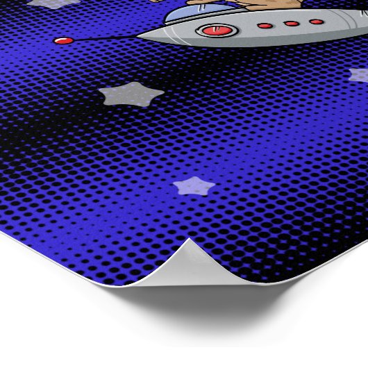 Ruimtecat op een Retro Rocketship Poster (Hoek)