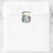 Ruimtecat Ronde Sticker (Tas)