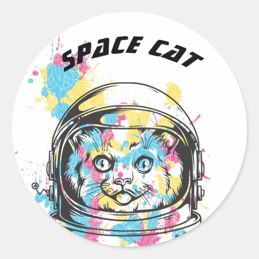 Ruimtecat Ronde Sticker (Voorkant)