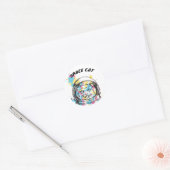 Ruimtecat Ronde Sticker (Envelop)