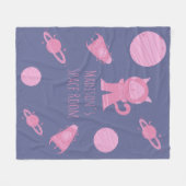 Ruimtecat Roze Meisjes Bedroom Paars Fleece Deken (Voorkant (Horizontaal))