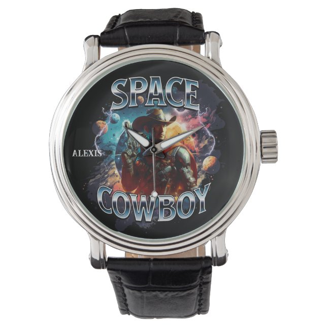 Ruimtecowboy in de buitenruimte horloge (Voorkant)