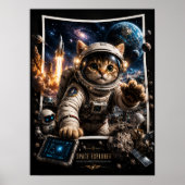 Ruimtedeskundige Kat 3D Pop-Up Muurkunst Poster (Voorkant)