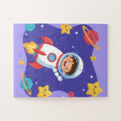 Ruimtedetective Kids Puzzel | Schattige Astronaut (Horizontaal)