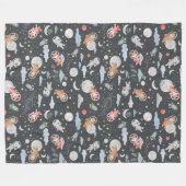 Ruimtedieren - donkerstalen blauwe textuur fleece deken (Voorkant (Horizontaal))