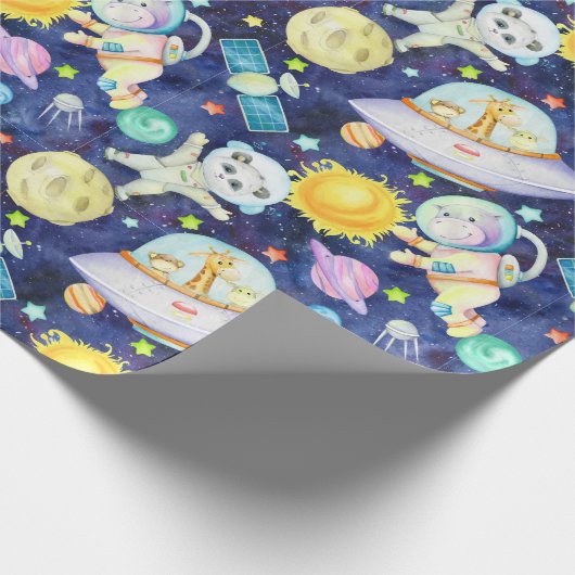 Ruimtedieren Verpakkingspapier Cadeaupapier (Hoek)