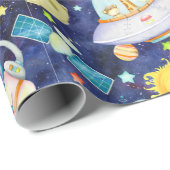 Ruimtedieren Verpakkingspapier Cadeaupapier (Rol Hoek)