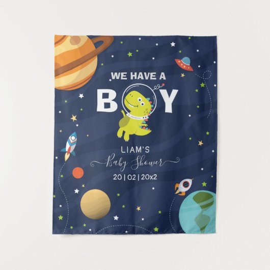 Ruimtedinosaurus Koele Achtergrond Wandkleed (Voorkant)