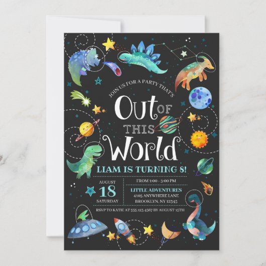 Ruimtedinosaurus uit deze wereld melkweg-dag kaart (Voorkant)