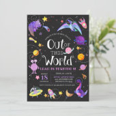 Ruimtedinosaurus uit deze wereld melkweg-dag kaart (Staand voorkant)