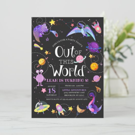 Ruimtedinosaurus uit deze wereld melkweg-dag kaart (Staand voorkant)