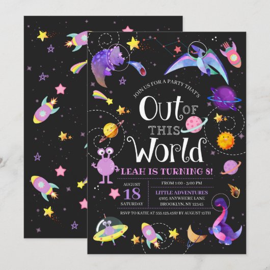 Ruimtedinosaurus uit deze wereld melkweg-dag kaart (Voorkant / Achterkant)