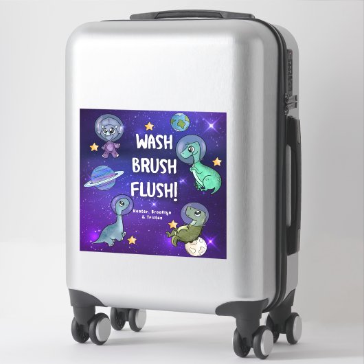 Ruimtedinosaurussen Astronauts Stars Planets Bathr Sticker (Koffer)