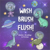 Ruimtedinosaurussen Astronauts Stars Planets Bathr Sticker (Voorkant)