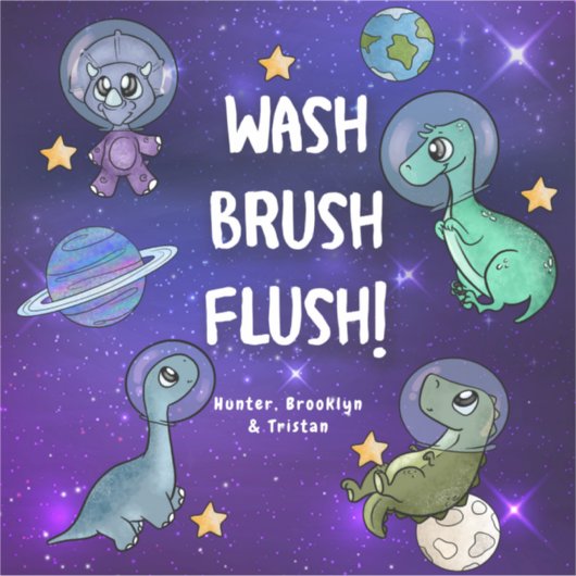 Ruimtedinosaurussen Astronauts Stars Planets Bathr Sticker (Voorkant)