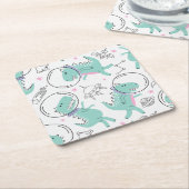 Ruimtedinosaurussen, Schattigee dinosaurussen, rui Kartonnen Onderzetters (Schuin)