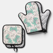 Ruimtedinosaurussen, Schattigee dinosaurussen, rui Ovenwant & Pannenlap Set (Voorkant / Achterkant)