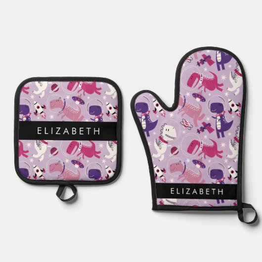 Ruimtedinosaurussen, Schattigee dinosaurussen, Ste Ovenwant & Pannenlap Set (Voorkant)