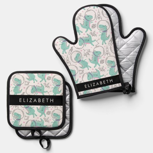 Ruimtedinosaurussen, Schattigee dinosaurussen, Ste Ovenwant & Pannenlap Set (Voorkant / Achterkant)