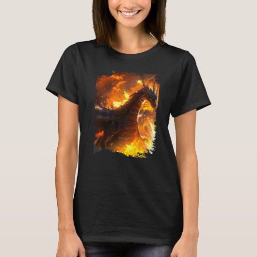 Ruimtedraak die vuur spuwt t-shirt (Voorkant)