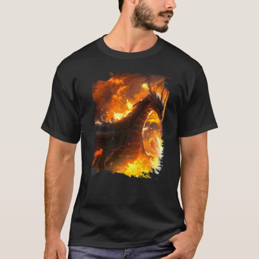 Ruimtedraak die vuur spuwt t-shirt (Voorkant)