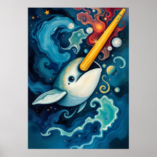 Ruimtedwalvis Kosmische Fantasie Kunst Poster