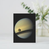 Ruimtefoto van Saturnus & Titan Cassini Briefkaart (Staand voorkant)