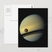 Ruimtefoto van Saturnus & Titan Cassini Briefkaart (Voorkant / Achterkant)