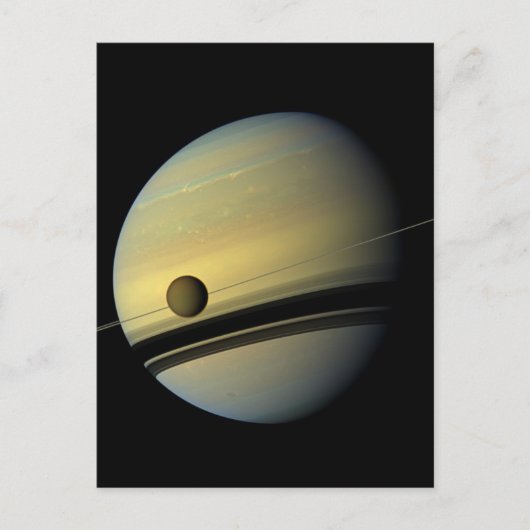 Ruimtefoto van Saturnus & Titan Cassini Briefkaart (Voorkant)