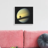 Ruimtefoto van Saturnus & Titan Cassini Canvas Afdruk (Insitu (Woonkamer))