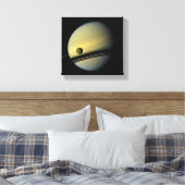 Ruimtefoto van Saturnus & Titan Cassini Canvas Afdruk (Insitu (Slaapkamer))