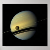 Ruimtefoto van Saturnus & Titan Cassini Poster (Voorkant)