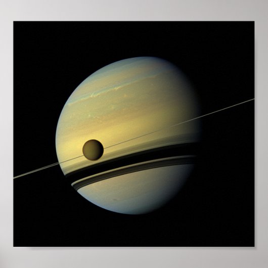 Ruimtefoto van Saturnus & Titan Cassini Poster (Voorkant)