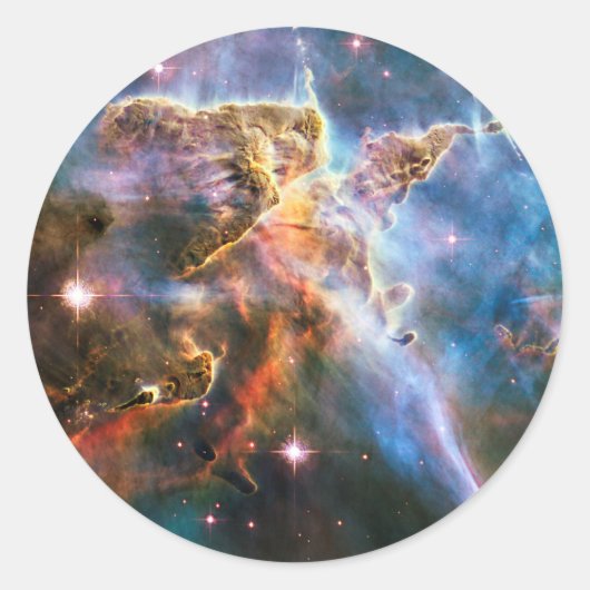 Ruimtegalaxiale nebula. Universe sterren. Hubble N Ronde Sticker (Voorkant)