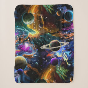 Ruimtegalaxy Nebula, planeten, kleine Sherpa Blank Deken